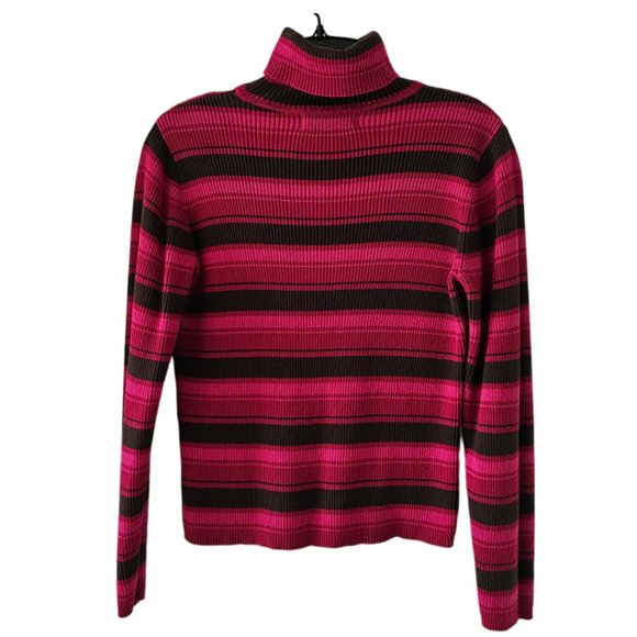 Petite Sophisticate LS Striped Ribbed Turtleneck Top | Like New | SP | Pink BRN - Picture 4 of 15